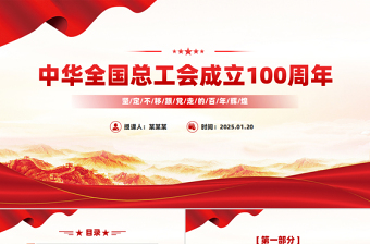 2025简洁大气中华全国总工会成立100周年PPT党课免费下载