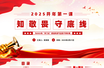 2025简洁实用开年第一课PPT知敬畏守底线党风廉政建设微党课免费下载