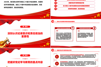 2025简洁大气第一季度专题党课PPT树牢纪律意识强化责任担当课件免费下载