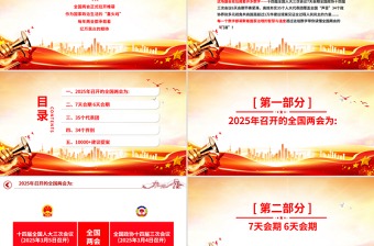 2025免费数说两会知识点PPT红色精美深入学习贯彻2025全国两会精神党课课件免费下载