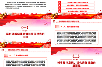 2025红色精美树牢纪律意识强化责任担当PPT党员干部纪律教育微党课免费下载