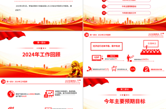 2025免费政府工作报告极简版PPT简洁风学习全国两会精神党课课件免费下载