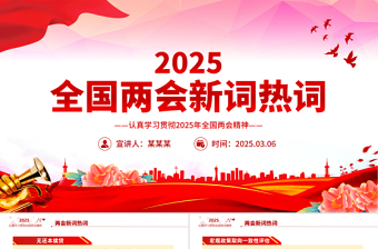 红色精美2025全国两会新词热词PPT两会专题学习课件免费下载