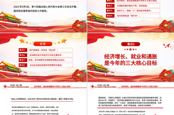 2025年政府工作报告重点内容解读PPT两会党课免费下载