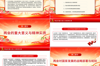 2025年全国两会精神党课三会一课讲稿PPT课件免费下载