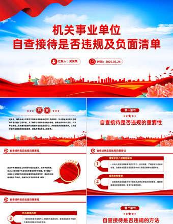 2025年机关事业单位自查接待是否违规及负面清单PPT课件免费下载