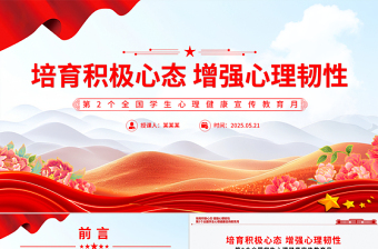 2025极简风培育积极心态增强心理韧性PPT第2个全国学生心理健康宣传教育月课件免费下载