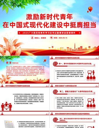 2025免费激励新时代青年在中国式现代化建设中挺膺担当PPT团课课件免费下载