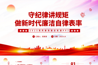2025免费守纪律讲规矩做新时代廉洁自律表率党员思想教育PPT党课课件免费下载