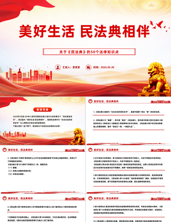 2025免费民法典宣传月PPT关于《民法典》的50个法律知识点课件免费下载