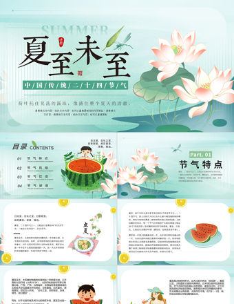 2025精美时尚清新夏至节气PPT中国传统24节气免费下载